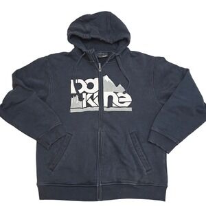 Dakine Mens Full Zip Hoodie Navy Mountain Graphic Fleece Lined Size Large